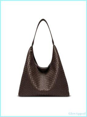 Woven Vegan Leather Hobo Tote Bag for Women - Large Slouchy Handbag